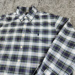 Ralph Lauren Shirt Mens XL Blue Button Down Plaid Pony Casual Preppy Long Sleeve